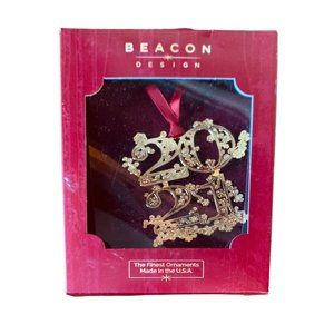Beacon Designs "2021" Ornament Made in USA Finished in 24K Gold Ornate